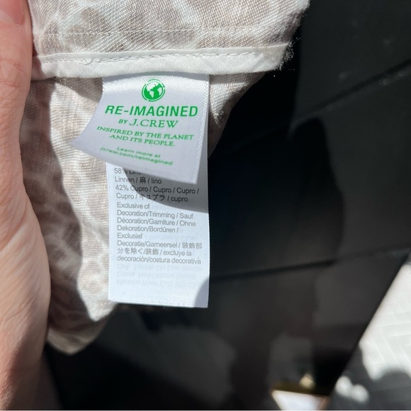 J Crew Linen Cupro Leopard Print Puff Sleeve Dress women’s size 4 - Picture 6 of 8